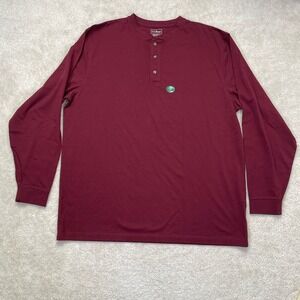 NWOT LL Bean Shirt Mens XL Tall Carefree Unshrinkable Long Sleeve Henley Maroon
